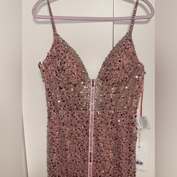 NWT | Mac Duggal 69175 Rose Pink Plunge Neck Sleeveless Trumpet Gown Size 10 - Picture 9 of 17